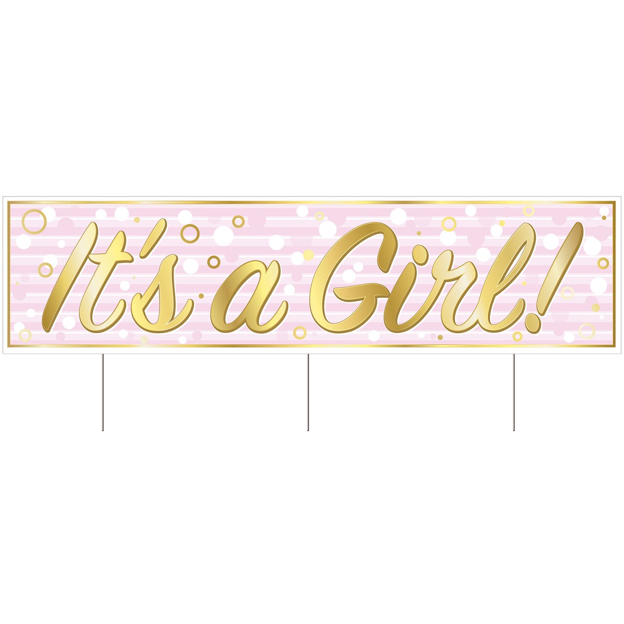 Beistle 11¾in. x 3Feet 11in. Plastic Jumbo Its A Girl! Yard Sign - 6 Pack